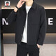 AEMAPE/美國蘋(píng)果 高端翻領(lǐng)夾克男2025新款春秋季男士百搭商務(wù)休閑外套男 黑色 XL 【建議體重140-155斤】