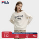 FILA 斐樂官方女子套頭衛(wèi)衣2025春新款休閑刺繡寬松針織長袖上衣 云菇白-WT M （165/84A/M）