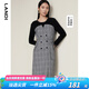 藍(lán)地（LANDI）秋季新款針織拼接西服連衣裙 灰色 M