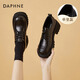 達(dá)芙妮（DAPHNE）厚底小皮鞋女百搭英倫正裝鞋2024夏季新款復(fù)古系帶樂福鞋 黑色跟高5.3cm 41 (255mm) 標(biāo)準(zhǔn)碼