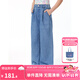 ELLE KIDS童裝 萊賽爾軟牛仔九分褲女兒童夏裝毛邊百搭寬松牛仔褲 牛仔藍(lán) 165 (M)