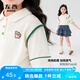 左西女童短袖T恤兒童夏季Polo衫2025新款女大童翻領上衣純棉 米白 160
