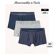 ABERCROMBIE & FITCH男裝3條組合裝經(jīng)典LOGO舒適柔軟彈力輕薄四角內(nèi)褲KI114-3083 藍(lán)色/灰色 3條 L