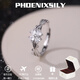 凰飾麗（PHOENIXSILY）戒指女款鉆戒999純銀開口可調(diào)節(jié)七夕情人節(jié)禮物送女生女友老婆 四葉草【白鋯】
