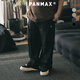 PANMAX大碼潮牌男裝夏款休閑輕薄長褲工裝輕便運動褲加大寬松蘿卜褲男 黑色 6XL