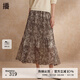 播碎花半身裙女商場(chǎng)同款2024夏新款復(fù)古褶皺雪紡長裙BDR2BD1662 O64琥珀花 S