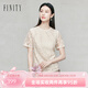 菲妮迪（FINITY）雪紡衫2025年夏季新款簡約鏤空設(shè)計(jì)感百搭短袖上衣女 杏色 XL