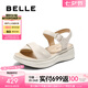 百麗（Belle）寬條帶休閑涼鞋女2025夏季新款商場同款真皮厚底涼鞋D6N2DBL5 米白 37 (235mm)
