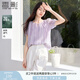 香影萊賽爾天絲襯衫女泡泡袖2025夏裝新款溫柔風(fēng)襯衣漸變紫色上衣 紫色 M 160/84A/95-110斤