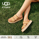 UGG夏季女士舒適厚底露趾魔術(shù)貼一字拖休閑涼拖鞋1158054SAN|沙色 38