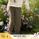 茵曼（INMAN）童裝燈芯絨休閑長(cháng)褲女童2025秋冬新款兒童時(shí)尚荷葉邊束腳松緊腰褲 咖啡色 140
