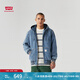 Levi's李維斯男士工裝巴恩風(fēng)時尚潮流抽繩連帽牛仔夾克棉服外套 藍(lán)色 A3222-0007 M