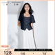 三彩大碼女裝2025春季新款復(fù)古仿牛仔小衫顯瘦氣質(zhì)上衣胖MM