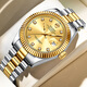 勞力士王子瑞士認證原裝手表男全自動(dòng)機械表防水日歷陀飛輪鏤空商務(wù)專(zhuān)用男表 間金白盤(pán)（順豐+送皮帶+精美手鏈）