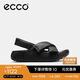愛步（ECCO）涼鞋女 輕盈厚底泡芙鞋圓頭牛皮外穿拖鞋 科摩206653 黑色36