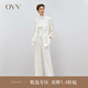 OVV2024春夏新款女裝三醋酸面料中腰寬松直筒休閑通勤西褲 本白（凈色）10 S