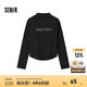 森馬長(zhǎng)袖T恤女半高領(lǐng)字母修身軟糯上衣時(shí)尚女士春刺繡套頭衫 黑色90001 175/96A/XXL