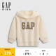 Gap男女童2025秋季新款Logo膠印抓絨套頭連帽衫兒童裝衛(wèi)衣829299 象牙白 140 cm(10-11歲) 亞洲尺碼