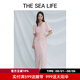 THE SEA LIFE歐海一生 法式泡泡袖連衣裙女24夏新品褶皺別致V領(lǐng)連衣裙Y160013 櫻花粉 M