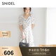 SNIDEL2025春夏新品優(yōu)雅V領(lǐng)泡泡袖印花連衣裙SWFO252017 象牙白 M (1)