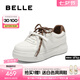 百麗（Belle）百搭小白板鞋女2025秋新商場同款厚底增高休閑鞋E1S1DCM5 白色/棕 37 (235mm)