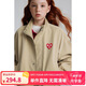 ELLE KIDS愛心繡花立領(lǐng)夾克外套男女童春季四合扣復(fù)古保暖防風(fēng)長袖上衣