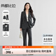 尚都比拉職業(yè)通勤西裝套裝女春秋正裝西服外套褲子面試兩件套 深灰色 L