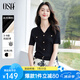 歐莎（OSA）V領(lǐng)針織衫女薄款夏天2025高檔品牌洋氣短袖小香風氣質(zhì)百搭上衣 黑色 L