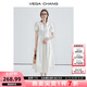 VEGA CHANG氣質(zhì)連衣裙女夏季2025年新款休閑簡約收腰顯瘦白色長裙 鋼琴白 M