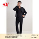 H&M男裝休閑褲2025秋季新款休閑寬松直筒運(yùn)動(dòng)亞麻混紡長(zhǎng)褲1253401 黑色 XS 165/72