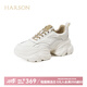 哈森【專柜同款】秋季系帶休閑厚底老爹女休閑鞋HC231416 米色復(fù)合材料/杏色 38