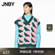 JNBY/江南布衣春秋撞色V領(lǐng)休閑印花通勤針織衫背心女5N1311790 395/粉綠色系 M