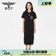 BOY LONDON【夏日畫廊】夏女士長裙顯瘦開叉寬松黑色連衣裙W17703 黑色 M