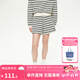 ELLE KIDS童裝 25春夏季女童全腰松緊微彈直筒條紋休閑短褲 黑白條 165 （M）