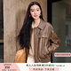 香影復古機車皮衣女夾克2025秋季新款翻領(lǐng)寬松甜酷美拉德開衫外套 咖啡 M