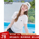 百圖betu女裝2025夏季新款T恤拼接精致花邊抽褶收腰短袖上衣女2506T04 白色 M