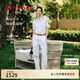 EP雅瑩女裝 天絲棉休閑工裝褲松弛感直筒牛仔褲 2025夏季新款J612A 白色 2XL