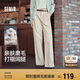 森馬（Semir）休閑褲女純棉打褶闊腿褲腰帶秋復(fù)古磨毛長褲顯腿長101524127005A