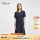 PRICH時(shí)尚假兩件V領(lǐng)連衣裙2025夏季新款設(shè)計(jì)感短袖顯瘦A字裙女 59藏青色 XL (170)