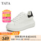 他她（TATA）小白鞋2025夏季新款奶油泡泡厚底女鞋增高松糕鞋板鞋 白/黑（刺繡版） 36