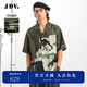 杰帝梵（J.D.V）JDV男裝2025商場(chǎng)同款春夏新款深綠色男士印花襯衫短袖上衣 深綠 2XL 180/104C