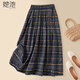 她池松緊腰半身裙2025夏季新款女裝簡(jiǎn)約風(fēng)復(fù)古印花A字中長(zhǎng)裙