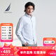 諾帝卡（NAUTICA）【單件直降】男裝25春夏季新款細(xì)條紋牛津紡長袖襯衫男WO5101 山泉藍(lán)42F M