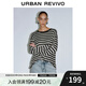 UR2025秋季新款女裝撞色條紋寬松圓領(lǐng)長(zhǎng)袖T恤UWJ450041 黑色條紋 M