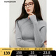 紅袖修身打底針織衫秋季2024新款女裝無縫一體坑條半高領(lǐng)氣質(zhì)內(nèi)搭上衣 灰3060 XL