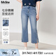 MsShe【微喇牛仔褲】大碼女裝2025新款夏季胖mm顯瘦開叉七分褲子 七分褲-牛仔灰藍(lán)色現(xiàn)貨 3XL