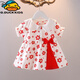 G.duck2025童裝夏季女童短袖碎花連衣裙女寶寶嬰幼兒夏裝薄款兒童裙子潮 長(cháng)尾蝶  紅色 66 cm