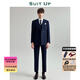 休塔（SUITUP ）【高品質(zhì)】西服男套裝雙排扣高級感紳士西裝男結(jié)婚禮服正裝三件套 佩納芷青【上衣+馬甲+褲子】 XL 【50A】 下單可備注褲子碼數(shù)