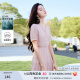 香影（xiangying）粉色v領連衣裙女2025夏季新款肌理感法式甜美收腰泡泡袖裙子 粉紅 M