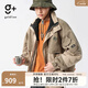 金利來（Goldlion）g+男士棉服秋冬季山系戶外藏帽設(shè)計拼接防風(fēng)外套男士寬松棉衣 69卡其 M 170/88A 推薦120-130斤